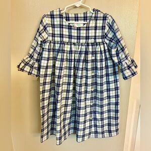 Shrimp & Grits Dress Blue plaid Girl’s 8 M Baby Doll Ruffle Buttons Boutique